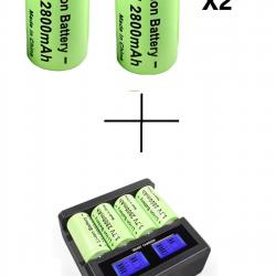 2 Batteries rechargeables CR123A 2800 mAh + chargeur USB 4 emplacements