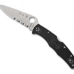 COUTEAU SPYDERCO ENDURA 4 THIN RED LINE NOIR SEMI-DENTEE