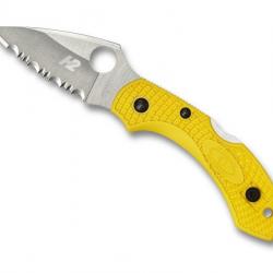 COUTEAU SPYDERCO DRAGONFLY 2 SALT JAUNE A DENTS