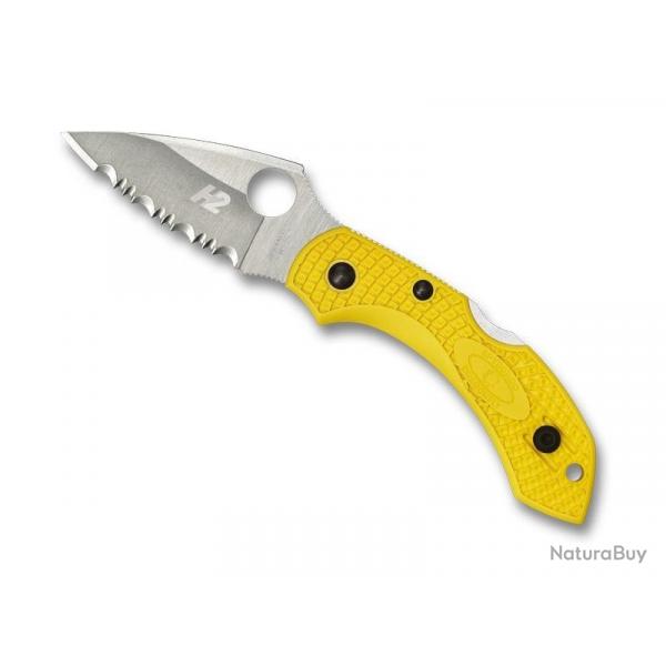 COUTEAU SPYDERCO DRAGONFLY 2 SALT JAUNE A DENTS