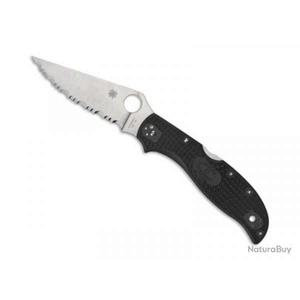 COUTEAU SPYDERCO RESCUE 3 THIN RED LINE NOIR A DENTS NOIR