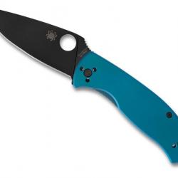 COUTEAU SPYDERCO TENACIOUS TITANIUM BLEU LAME NOIRE