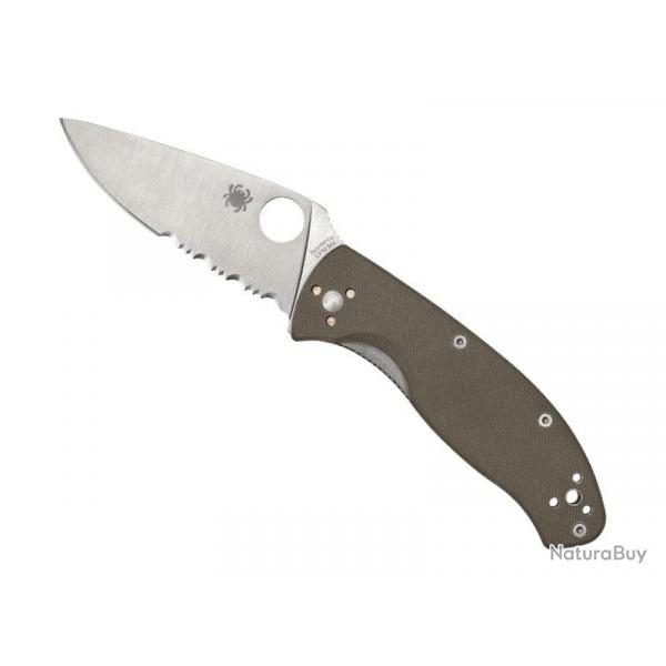 COUTEAU SPYDERCO TENACIOUS G10 MARRON SEMI-DENTEE