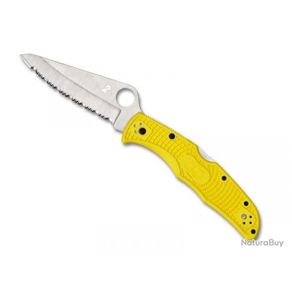 COUTEAU SPYDERCO PACIFIC SALT 2 JAUNE A DENTS