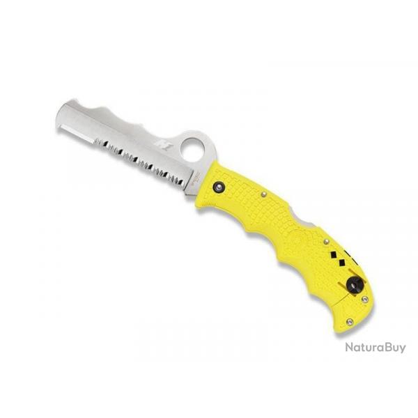 COUTEAU SPYDERCO ASSIST SALT JAUNE 3/4 DENTEE