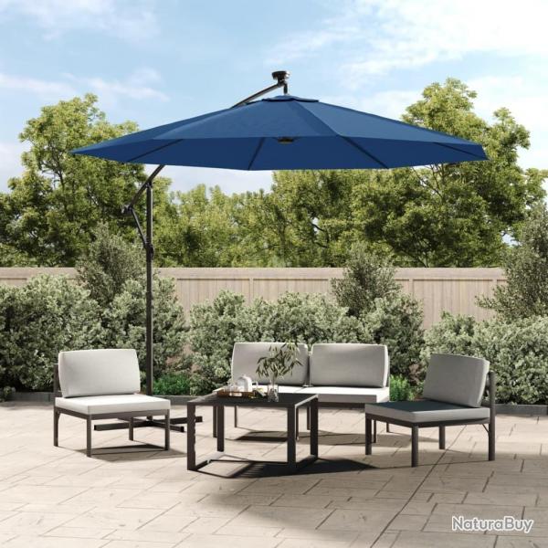 Parasol de jardin en porte--faux et lumires LED mt en acier alsavelo