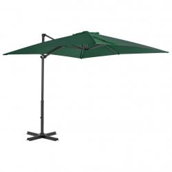 Parasol de jardin en porte-à-faux et poteau en aluminium vert alsavelo