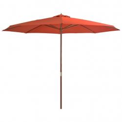 Parasol d'extérieur avec mât en bois 350 cm Terre cuite alsavelo