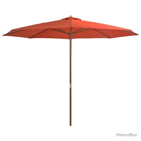 Parasol d'extrieur avec mt en bois 350 cm Terre cuite alsavelo