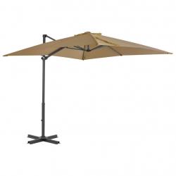Parasol de jardin en porte-à-faux et poteau en aluminium taupe alsavelo