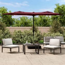 Parasol de jardin à double tête avec LED rouge bordeaux alsavelo