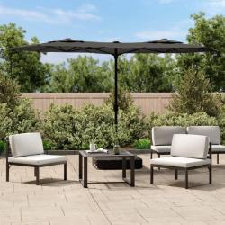 Parasol de jardin à double tête avec LED anthracite 316x240 cm alsavelo