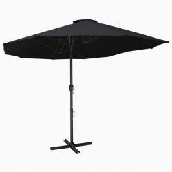 Parasol d'extérieur et poteau en aluminium 460x270 cm Noir alsavelo