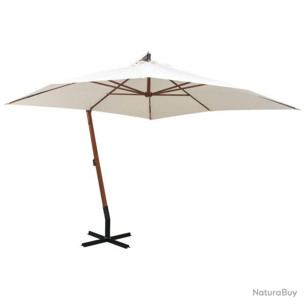 Parasol suspendu avec poteau en bois 300x300 cm blanc alsavelo