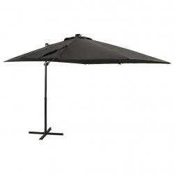 Parasol de jardin en porte-à-faux avec mât et lumières LED alsavelo