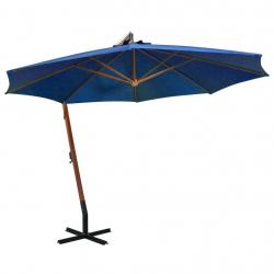 Parasol de jardin suspendu avec mât bleu azuré bois de sapin alsavelo