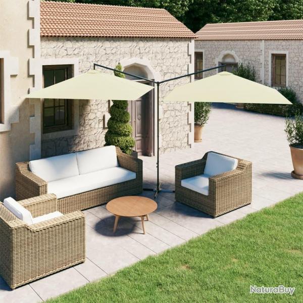 Parasol de jardin double avec mt en acier Sable 600x300 cm alsavelo