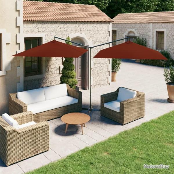 Parasol de jardin double et mt en acier terre cuite 600x300 cm alsavelo