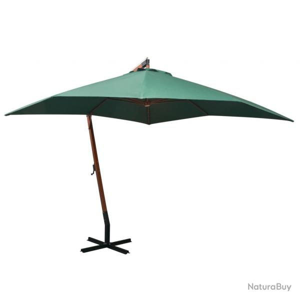 Parasol suspendu avec poteau en bois 300x300 cm vert alsavelo