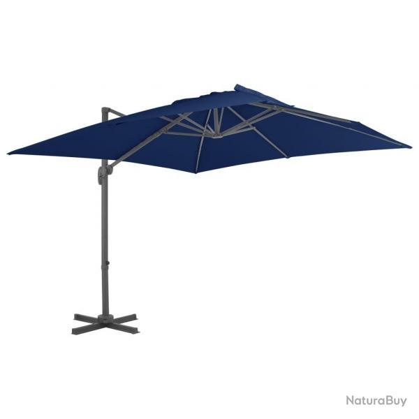 Parasol de jardin en porte--faux et mt en aluminium bleu azur alsavelo