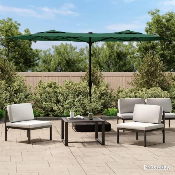 Parasol de jardin  double tte avec LED vert 316x240 cm alsavelo