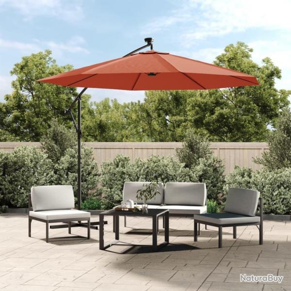 Parasol de jardin en porte--faux et lumires LED mt en acier alsavelo