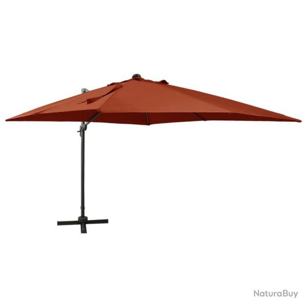 Parasol de jardin en porte--faux avec mt et lumires LED alsavelo