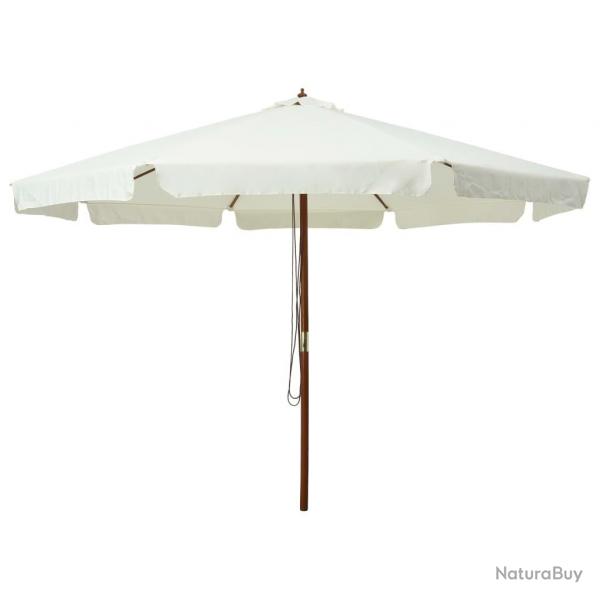 Parasol d'extrieur avec mt en bois 330 cm blanc sable alsavelo