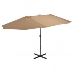 Parasol d'extérieur et poteau en aluminium 460x270 cm taupe alsavelo
