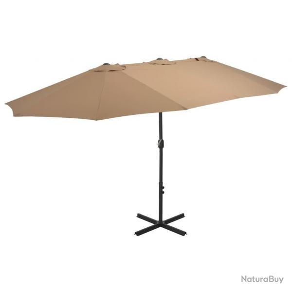 Parasol d'extrieur et poteau en aluminium 460x270 cm taupe alsavelo