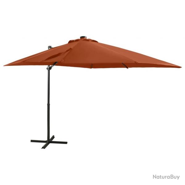 Parasol de jardin en porte--faux avec mt et lumires LED alsavelo