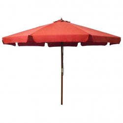 Parasol d'extérieur avec mât en bois 330 cm Terre cuite alsavelo