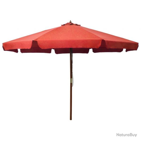 Parasol d'extrieur avec mt en bois 330 cm Terre cuite alsavelo
