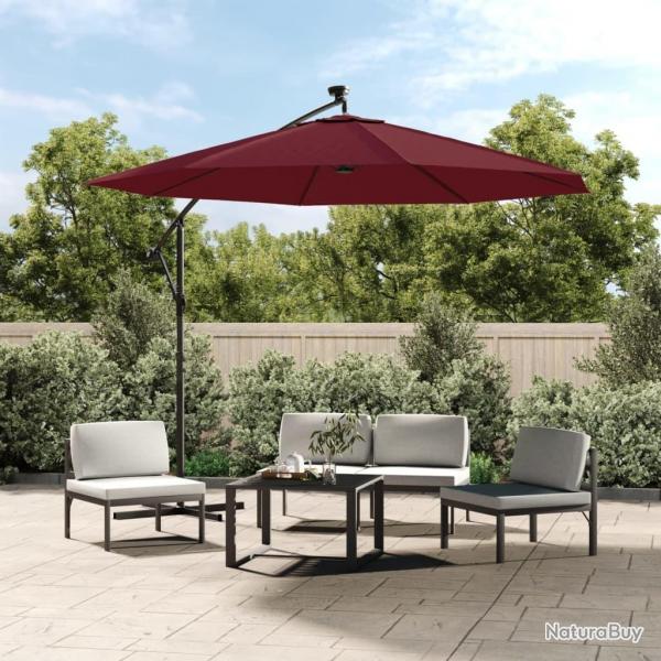 Parasol de jardin en porte--faux et lumires LED mt en acier alsavelo