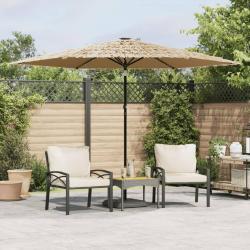 Parasol de jardin avec LED et mât en acier marron 288x288x225cm alsavelo