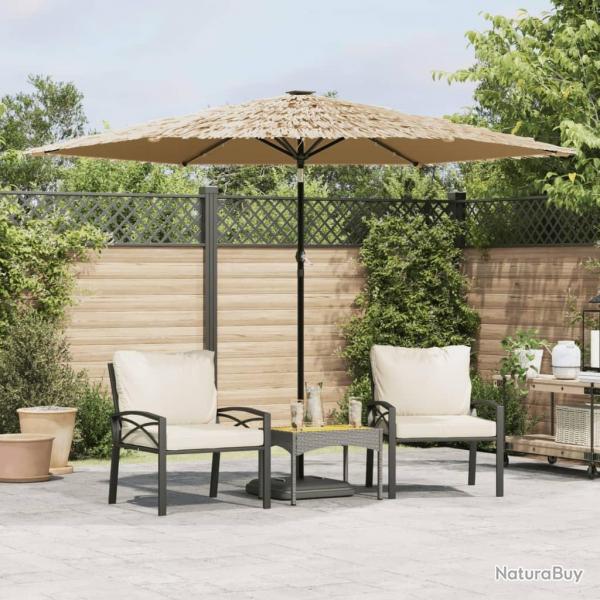 Parasol de jardin avec LED et mt en acier marron 288x288x225cm alsavelo