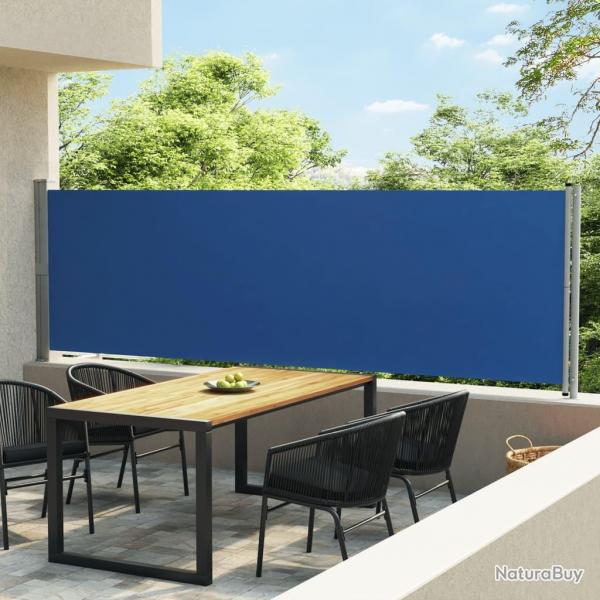 Auvent latral rtractable de patio 140x600 cm bleu alsavelo