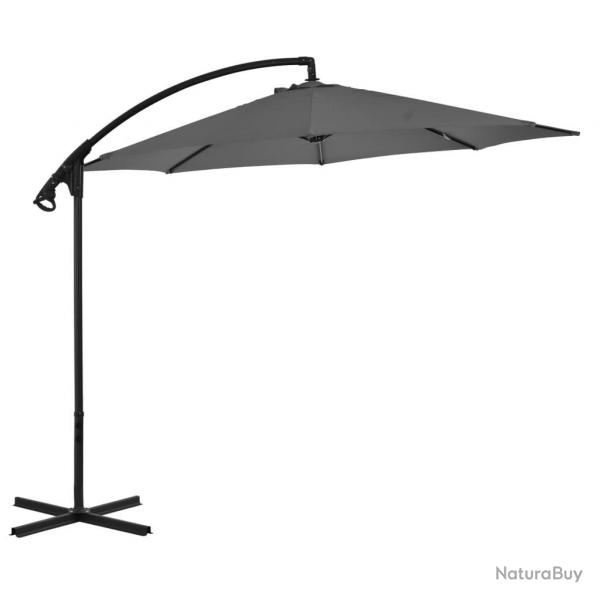 Parasol de jardin en porte--feux avec mt en acier anthracite alsavelo