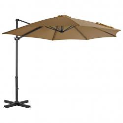 Parasol de jardin en porte-à-faux et poteau en aluminium taupe alsavelo