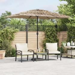 Parasol de jardin avec LED et mât en acier marron 300x200x250cm alsavelo