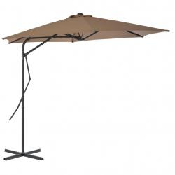 Parasol d'extérieur avec mât en acier 300 cm Taupe alsavelo
