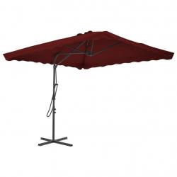 Parasol de jardin et mât en acier rouge bordeaux 250x250x230 cm alsavelo