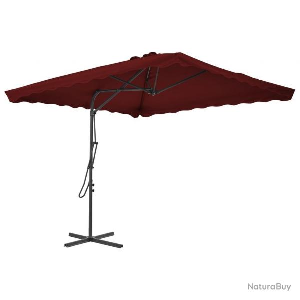 Parasol de jardin et mt en acier rouge bordeaux 250x250x230 cm alsavelo
