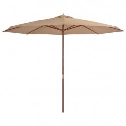 Parasol d'extérieur avec mât en bois 350 cm Taupe alsavelo