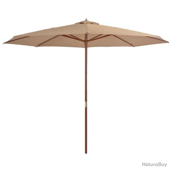 Parasol d'extrieur avec mt en bois 350 cm Taupe alsavelo