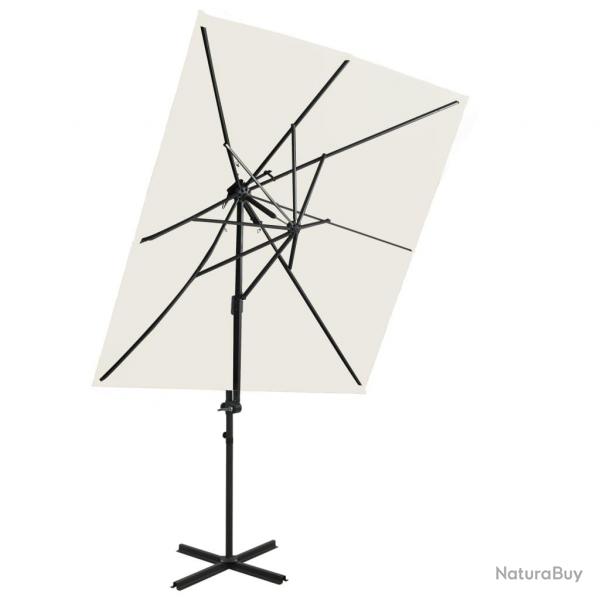 Parasol de jardin en porte--faux  double toit Sable 250x250cm alsavelo
