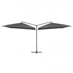 Parasol double avec mât en acier 250 x 250 cm Anthracite alsavelo