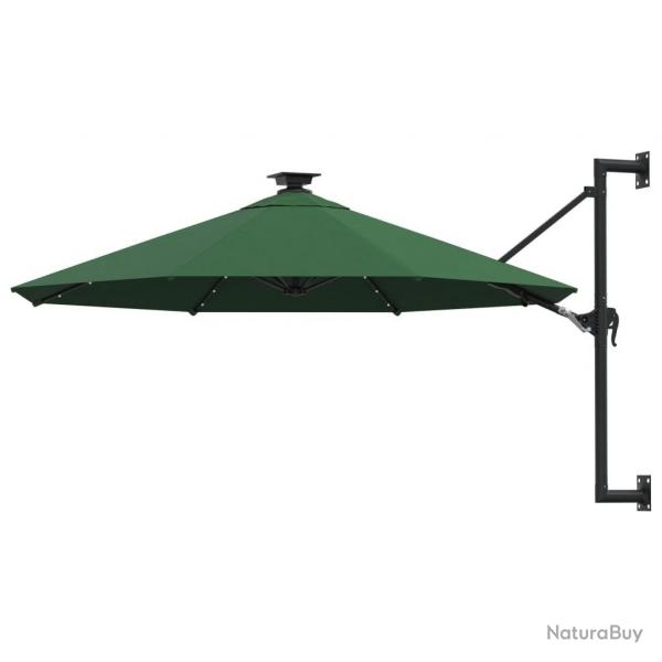 Parasol mural de jardin avec LED 300 cm vert alsavelo