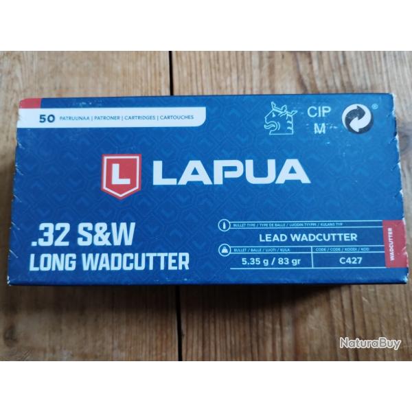 .32 S&W long LAPUA 83gr WC - boite 50