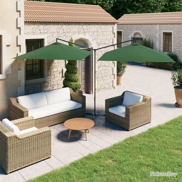 Parasol de jardin double avec mt en acier Vert 600x300 cm alsavelo